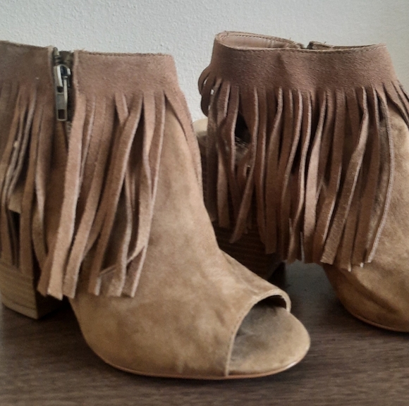 Carlos Fringe Peep Toe Ankle Boot - Picture 2 of 5